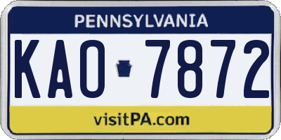 PA license plate KAO7872