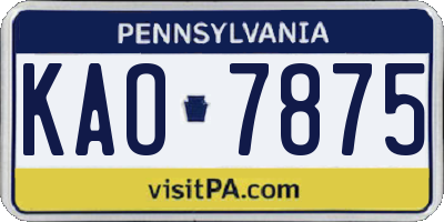 PA license plate KAO7875