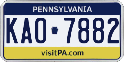 PA license plate KAO7882
