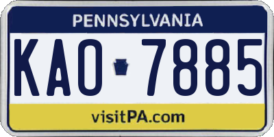 PA license plate KAO7885