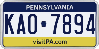 PA license plate KAO7894