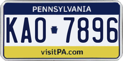 PA license plate KAO7896