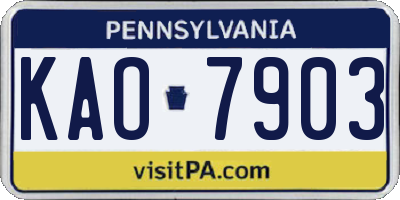 PA license plate KAO7903