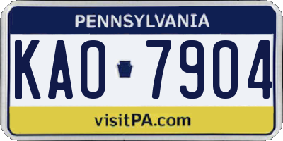 PA license plate KAO7904