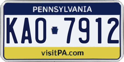PA license plate KAO7912