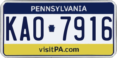 PA license plate KAO7916