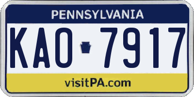 PA license plate KAO7917