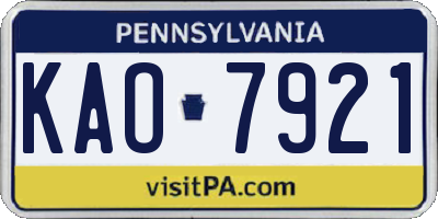 PA license plate KAO7921