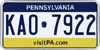 PA license plate KAO7922