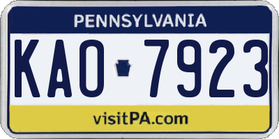 PA license plate KAO7923