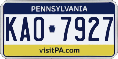 PA license plate KAO7927