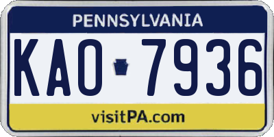 PA license plate KAO7936