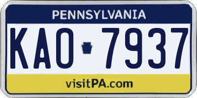 PA license plate KAO7937