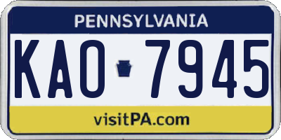 PA license plate KAO7945