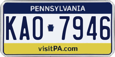 PA license plate KAO7946