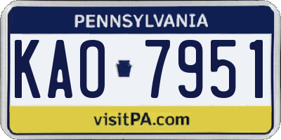 PA license plate KAO7951