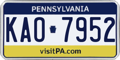 PA license plate KAO7952