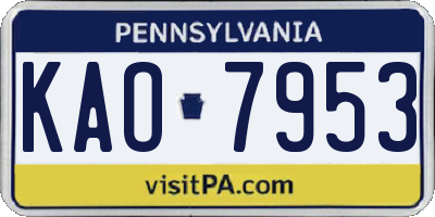 PA license plate KAO7953