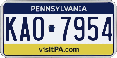 PA license plate KAO7954