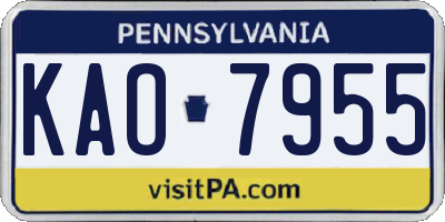 PA license plate KAO7955