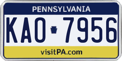 PA license plate KAO7956