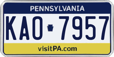 PA license plate KAO7957