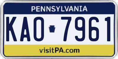 PA license plate KAO7961