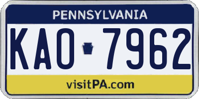PA license plate KAO7962