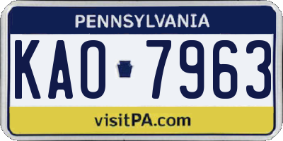 PA license plate KAO7963
