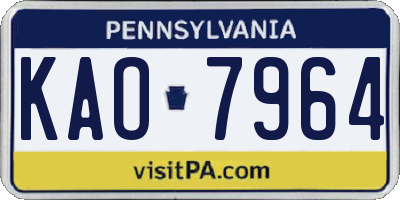 PA license plate KAO7964