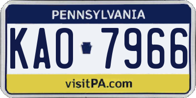 PA license plate KAO7966