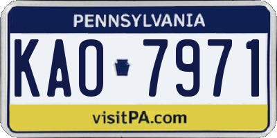 PA license plate KAO7971