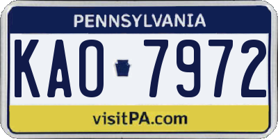 PA license plate KAO7972