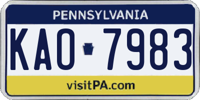 PA license plate KAO7983