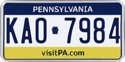 PA license plate KAO7984