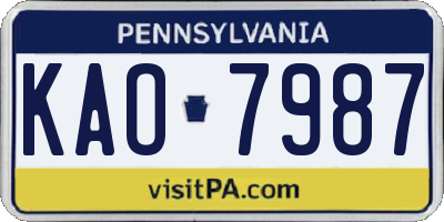 PA license plate KAO7987