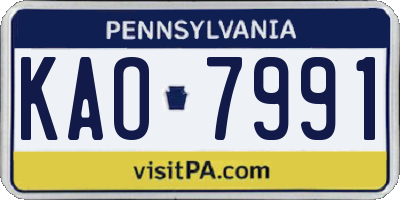 PA license plate KAO7991
