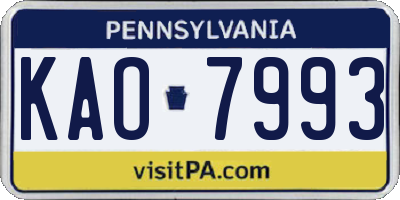 PA license plate KAO7993