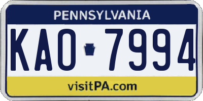 PA license plate KAO7994