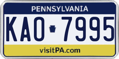 PA license plate KAO7995