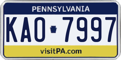 PA license plate KAO7997