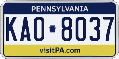 PA license plate KAO8037