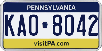 PA license plate KAO8042