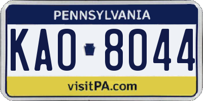 PA license plate KAO8044