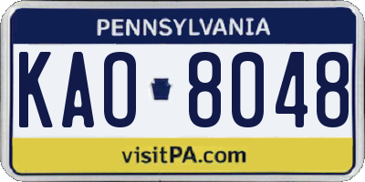 PA license plate KAO8048