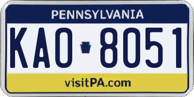 PA license plate KAO8051