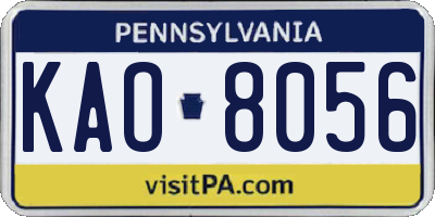 PA license plate KAO8056