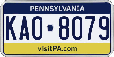 PA license plate KAO8079