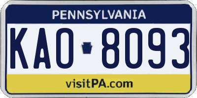 PA license plate KAO8093