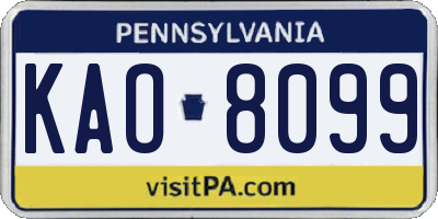 PA license plate KAO8099